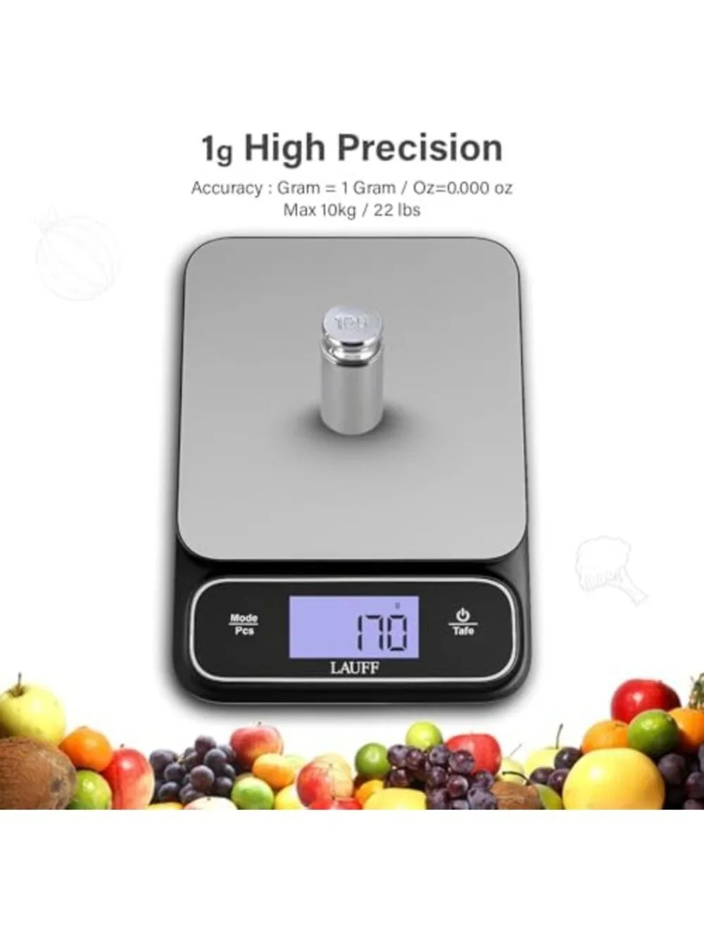 Precision Digital Kitchen Food Scale - Waterproof, Grams & Ounces, LCD Display